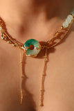 18K Real Gold Plated Jade Dragon Chain Necklace