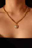 Gold 5 PCS Bundle- Y2K Gemstone Rings + Blue Opal Heart Necklace