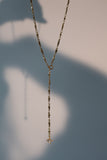 18K Real Gold Plated Diamond Cross Lariat Necklace