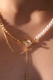 18K Real Gold Plated Moonlight Saturn Star Pearl Chain Necklace