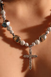 Glowing Pearl Cross Necklace