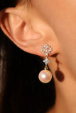 18K Real Gold Plated Diamond Flake Pearls Earrings