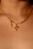 18K Real Gold Plated Moonlight Saturn Star Diamond Necklace