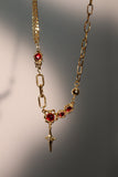 18K Real Gold Plated Red Gem Star Necklace