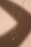 Platinum Plated Black Gem Angel Cross Necklace