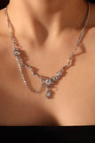 Platinum Plated Diamond Dangle Necklace