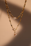 18K Real Gold Plated Diamond Flower Necklace