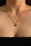 18K Real Gold Plated Tigerite Brown Gem Pendant Necklace