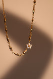 18K Real Gold Plated Diamond Flower Necklace