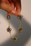 18K Real Gold Plated Multi Deep Blue Moonstones Bracelet