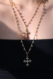 18K Real Gold Plated Diamond Cross of Hearts Necklace