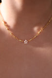 18K Real Gold Plated Diamond Flower Necklace