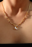 18K Real Gold Plated Diamonds Natural Shell Moon Necklace