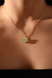 18K Real Gold Plated Spinning Jade Clover Necklace