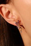 14K Real Gold Plated Purple Gem Butterfly Earrings