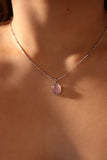 Stainless Steel Pink Opal Pendant Necklace