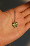 Platinum Plated Spinning Jade Clover Necklace