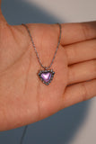 Platinum Plated Purple Opal Heart Necklace