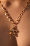 18K Real Gold Plated Diamond Cross of Hearts Necklace