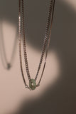 Platinum Plated Jade Diamond Chain Necklace