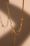 18K Real Gold Plated Jade Pearls Chain Necklace