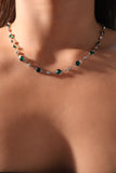 Platinum Plated Multi Green Gems Necklace