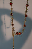 18K Real Gold Plated Multi Wearing Long Red Gem Twist Necklace (Waist Chain)