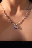 Platinum Plated Moonstone Moon Star Necklace