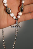 Glowing Pearl Cross Necklace