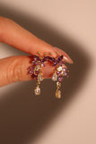 14K Real Gold Plated Purple Gem Butterfly Earrings