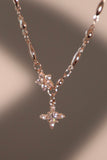 18K Rose Gold Plated Diamond Cross Necklace