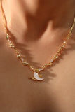 18K Real Gold Plated Diamonds Natural Shell Moon Necklace