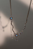 Platinum Plated Deep Blue Moonstone Dangle Necklace