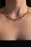 18K Real Gold Plated Multi Color Heart Gem Necklace