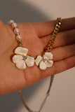 18K Real Gold Plated White Camellia Flower Necklace