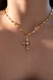 18K Real Gold Plated Diamond Cross of Hearts Necklace