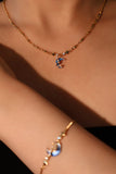 18K Real Gold Plated Moonstone Moon Star Necklace