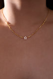 18K Real Gold Plated Diamond Flower Necklace