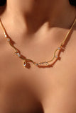 18K Real Gold Plated Blue Gem Diamonds Necklace