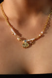 18K Real Gold Plated Sea Shell Pearls Necklace