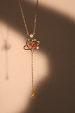 18K Real Gold Plated Pink Gem Heart Necklace