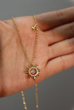 18K Gold Vermeil Diamond Sun Necklace