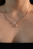 18K Rose Gold Plated Diamond Cross Necklace