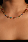 18K Real Gold Plated Multi Color Heart Gem Necklace