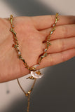 18K Real Gold Plated Diamonds Natural Shell Moon Necklace