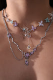 Multi Color Gem Butterfly Necklace