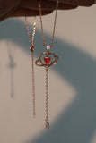 18K Rose Gold Plated Pink Gem Heart Necklace