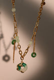 18K Real Gold Plated Jade Dragon Necklace  (EARRINGS INCLUDED)