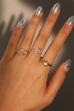 925 Sterling Silver Moon Star Ring