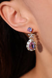 14K Real Gold Plated Purple Gem Bowknot Earrings